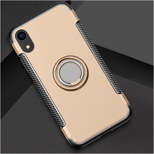 Mobigear Armor Ring iPhone XR Hoesje Hardcase Backcover Shockproof met Ringhouder - Goud