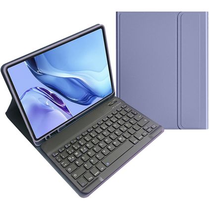 Mobigear Keys iPad Air 4 (2020) Hoes QWERTZ Bluetooth Toetsenbord Bookcase + Stylus Houder - Paars