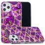 Mobigear Marble iPhone 12 Hoesje Flexibel TPU Backcover - Paars