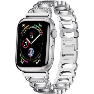 Mobigear Vienna Stalen Apple Watch Bandje Vouwsluiting - 42/41/40/38 mm - Zilver