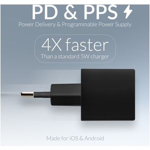 Mobilize Single USB-C Oplader Power Delivery 20W - Zwart