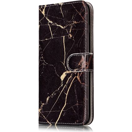 Mobigear Marble iPhone 8 Plus Hoesje Bookcase Portemonnee - Zwart