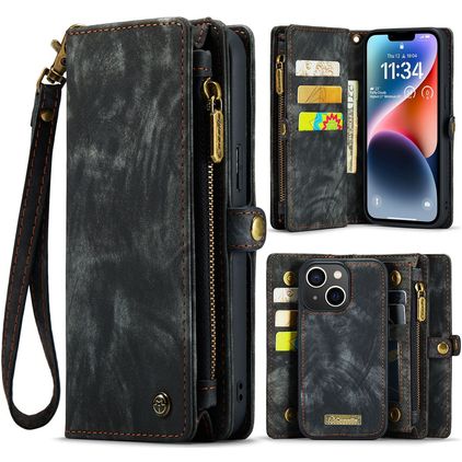 Caseme 008 iPhone 14 Hoesje Uitneembare 2in1 Bookcase Portemonnee - Zwart