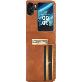 Mobigear Excellent Wallet OPPO Find N2 Flip Hoesje Hardcase Backcover - Cognac