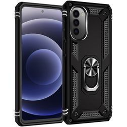 Mobigear Armor Ring Motorola Moto G52 Hoesje Hardcase Backcover Shockproof met Ringhouder - Zwart