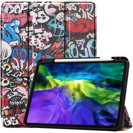 Mobigear Tri-Fold Gel iPad Pro 11 Inch (2020) Hoes TPU,Kunstleer Bookcase + Stylus Houder - Graffiti