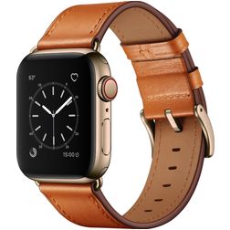 Mobigear Firenze Leren Apple Watch Bandje Gespsluiting - 42/41/40/38 mm - Bruin