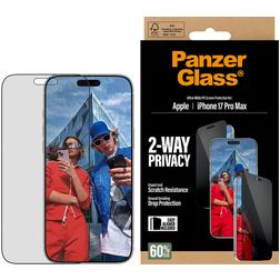 PanzerGlass Ultra-Wide Fit iPhone 17 Pro Max Glazen Screenprotector Privacy - Case Friendly + Installatieframe - Zwart