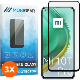 Mobigear Premium Xiaomi Mi 10T Pro Glazen Screenprotector - Case Friendly - Zwart (3-Pack)