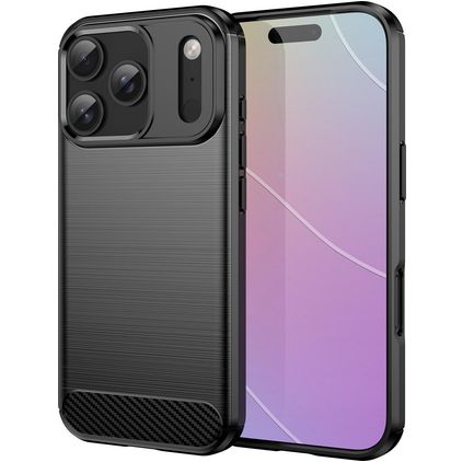 Mobigear Brushed Slim iPhone 18 Pro Hoesje Flexibel TPU Backcover - Zwart
