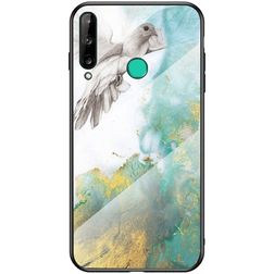 Mobigear Marble Glass Huawei P40 Lite E Hoesje Gehard Glas Backcover - Duif
