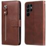 Mobigear Zipper Samsung Galaxy S23 Ultra Hoesje Bookcase Portemonnee - Bruin