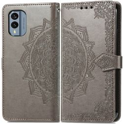 Mobigear Mandala Nokia X30 Hoesje Bookcase Portemonnee - Grijs