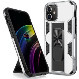 Mobigear Armor Stand iPhone 12 Mini Hoesje Hardcase Backcover Shockproof met Standaard - Zilver