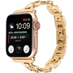 Mobigear Paris Stalen Apple Watch Bandje Vouwsluiting - 49/46/45/44 mm - Goud