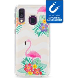 My Style Magneta Samsung Galaxy A40 Hoesje Flexibel TPU Backcover - Flamingo