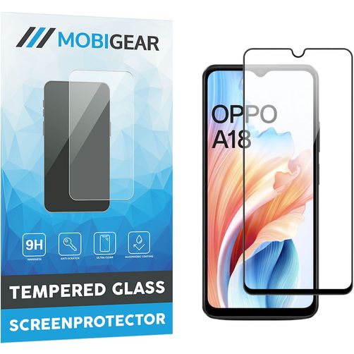 Mobigear Premium OPPO A18 Glazen Screenprotector - Case Friendly - Zwart