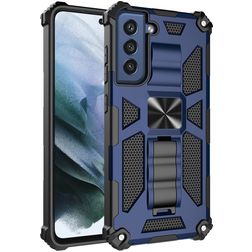 Mobigear Armor Stand Samsung Galaxy S21 FE Hoesje Hardcase Backcover Shockproof met Standaard - Blauw