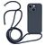 Mobigear Lanyard iPhone 15 Siliconen Hoesje met koord - Donkerblauw
