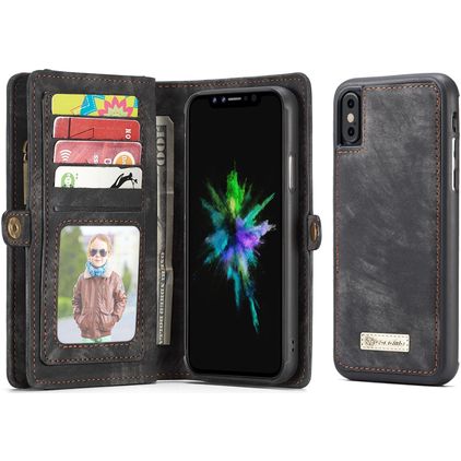 CaseMe 008 iPhone XS Hoesje Uitneembare 2in1 Bookcase Portemonnee - Zwart