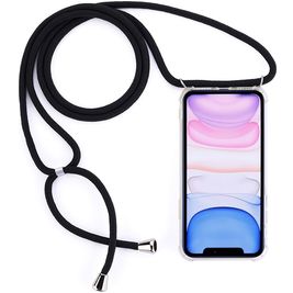 Mobigear Lanyard iPhone 11 Flexibel TPU Hoesje met koord - Transparant / Zwart