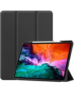 Mobigear Tri-Fold Gel iPad Pro 12.9 Inch (2022) Hoes TPU / Kunstleer Bookcase + Stylus Houder - Zwart