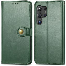 Mobigear Snap Button Samsung Galaxy S25 Ultra Hoesje Bookcase Portemonnee - Groen