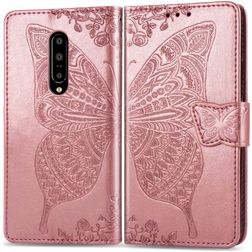 Mobigear Butterfly OnePlus 7 Pro Hoesje Bookcase Portemonnee - Roségoud