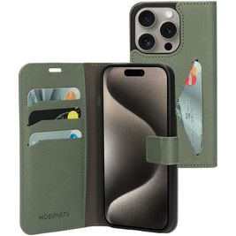 Mobiparts Classic Wallet iPhone 15 Pro Hoesje Bookcase Portemonnee - Stone Green
