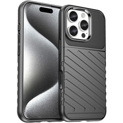Mobigear Groove iPhone 16 Pro Hoesje Flexibel TPU Backcover - Zwart