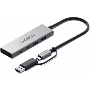 Cygnett Unite 4-in-1 USB-A / USB-C naar USB-A / USB-C Hub - Zilver
