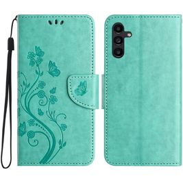 Mobigear Flowers Samsung Galaxy A56 Hoesje Bookcase Portemonnee - Groen