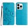 Mobigear Flowers iPhone 16 Pro Max Hoesje Bookcase Portemonnee - Blauw