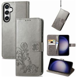 Mobigear Clover Samsung Galaxy S23 FE Hoesje Bookcase Portemonnee - Grijs
