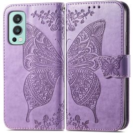 Mobigear Butterfly OnePlus Nord 2 Hoesje Bookcase Portemonnee - Paars