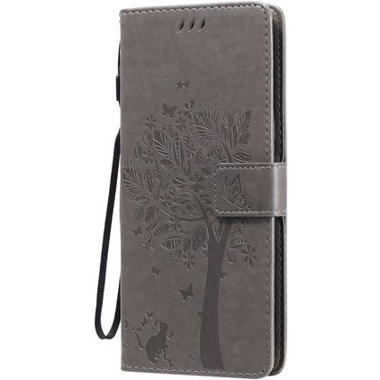 Mobigear Tree LG V60 ThinQ Hoesje Bookcase Portemonnee - Grijs
