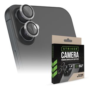Striker Single Lens iPhone 16 Glazen Camera Lens Protector - Case Friendly - Zwart