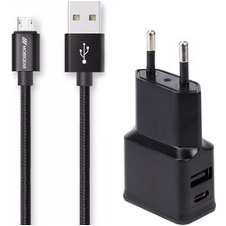 Mobigear Essentials Single USB Oplader Micro USB 1 Meter 12W 2.4A - Zwart