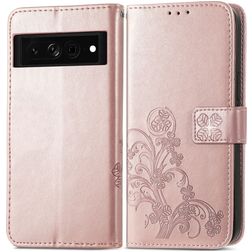 Mobigear Clover Google Pixel 7 Hoesje Bookcase Portemonnee - Roségoud