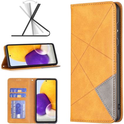 Mobigear Rhombus Slim Samsung Galaxy A73 Hoesje Bookcase - Cognac
