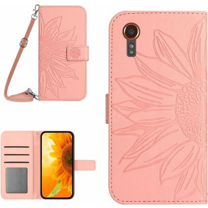 Mobigear Sunflower Samsung Galaxy Xcover 7 Hoesje Bookcase Portemonnee - Roze