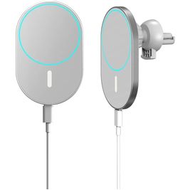 Mobigear Round MagSafe Telefoonhouder Auto Ventilatierooster Magnetisch Universeel - Wit