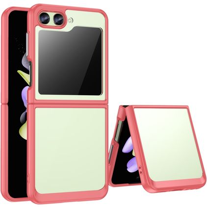 Mobigear Crystal Samsung Galaxy Z Flip 5 Hoesje Hardcase Backcover - Transparant / Rood