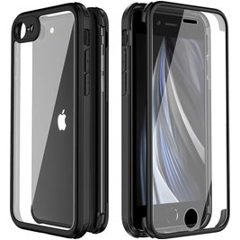 Valenta Full Cover iPhone 8 Hoesje Gehard Glas Backcover Shockproof - Zwart