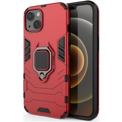 Mobigear Armor Ring iPhone 13 Hoesje Hardcase Backcover Shockproof met Ringhouder - Rood