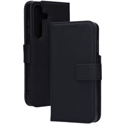 Mobiparts Samsung Galaxy S25 Hoesje Echt Leer Bookcase Portemonnee - Zwart