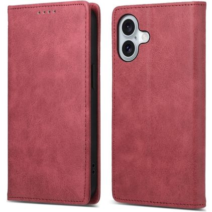Mobigear Wallet iPhone 16 Hoesje Bookcase Portemonnee - Rood