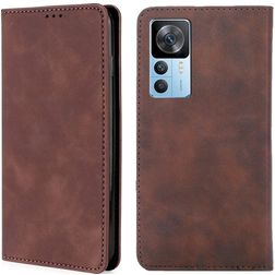Mobigear Retro Slim Xiaomi 12T Pro Hoesje Bookcase Portemonnee - Bruin