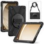 Xccess Survivor All-round Samsung Galaxy Tab A9 Plus (2023) Hoes Hard Kunststof,Siliconen Backcover + Schouderband + Standaard - Zwart