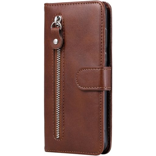 Mobigear Zipper Xiaomi Mi Note 10 Lite Hoesje Bookcase Portemonnee - Bruin
